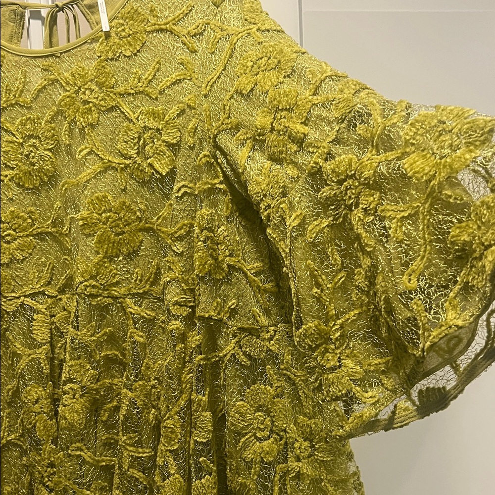 Free People Chartreuse Lace Flare Dress - Picture 4 of 10